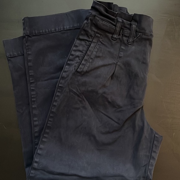 Cremiux paper bag cropped wide leg navy chinos pants Sz 6 - Picture 2 of 5